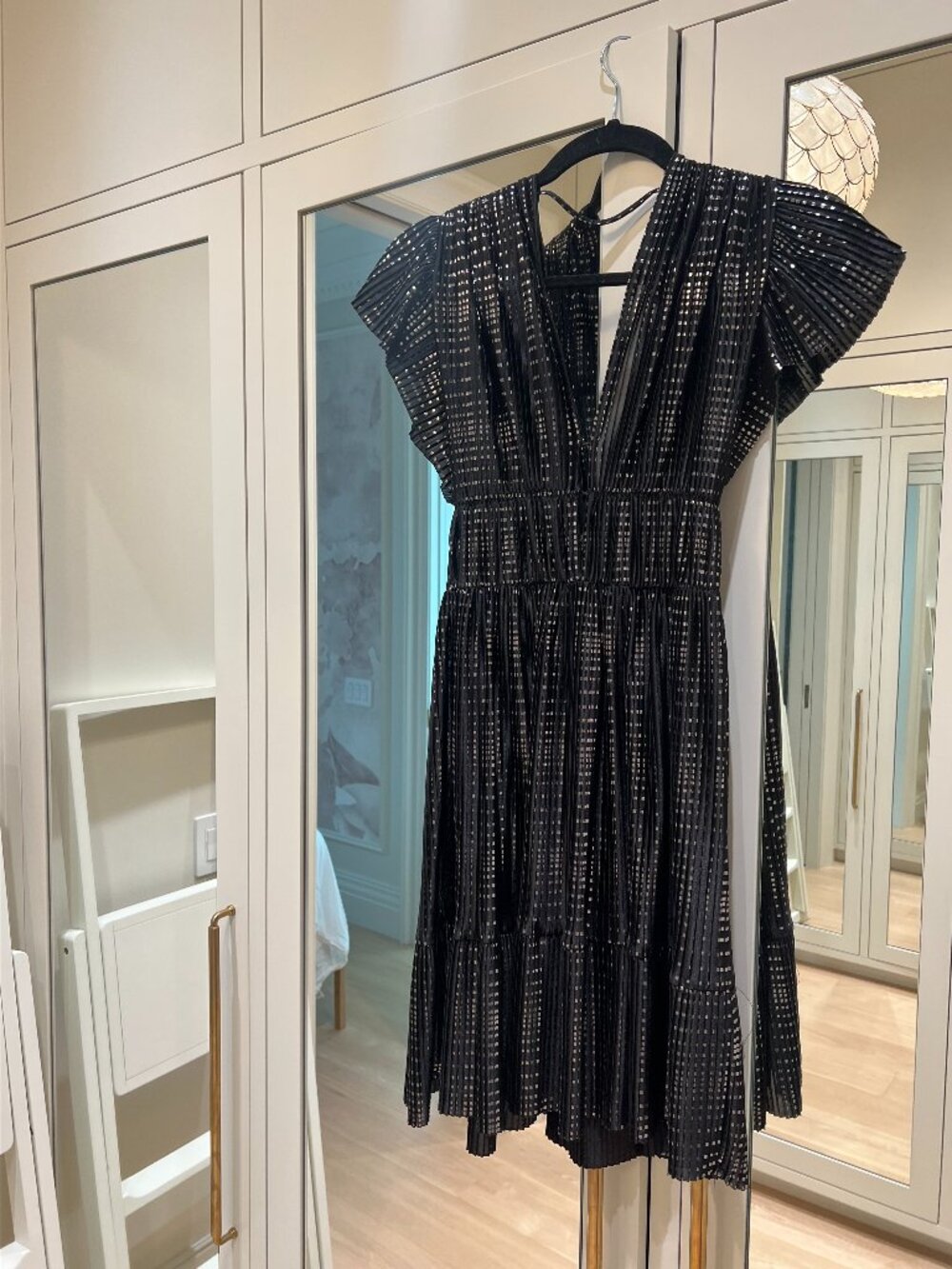 Sabina Musayev Black & Silver Metalic Mini Dress